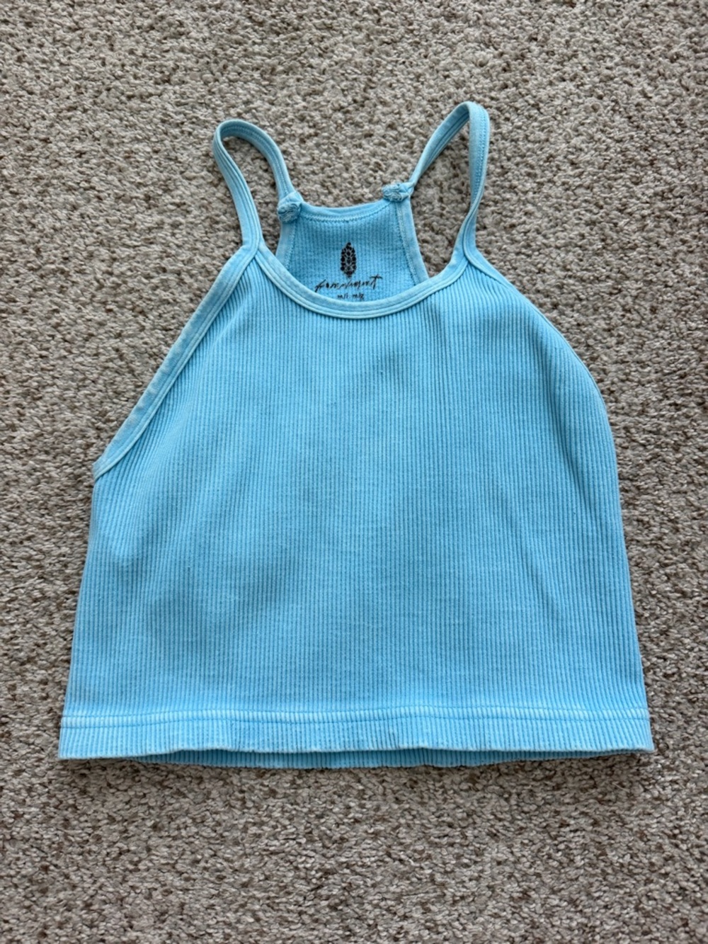 Free People Light Blue Ribbed Halter Crop Top